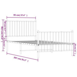 Berkfield Metal Bed Frame With Headboard And Footboard Black 90X200 Cm - thumbnail 9