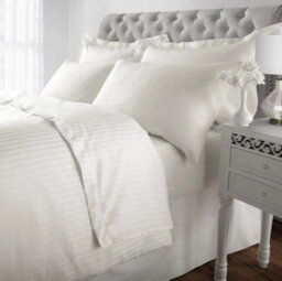 Sweet Dreams Striped Cotton 300 Thread Count Duvet Cover Set With Pillowcases Cream