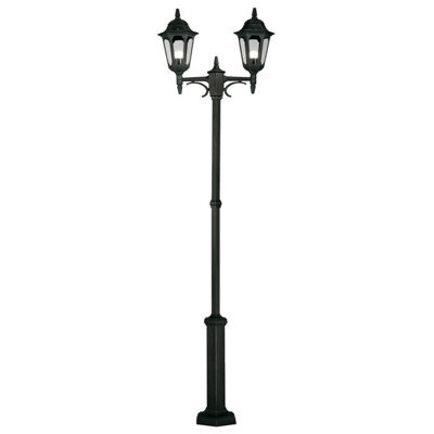Stylish Outdoor Ip44 2 Bulb Twin Lamp Post With Led E27 Fitting In Black