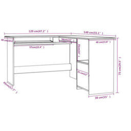 Vidaxl L-Shaped Corner Desk White 120X140X75 Cm Engineered Wood Corner Desks - thumbnail 6