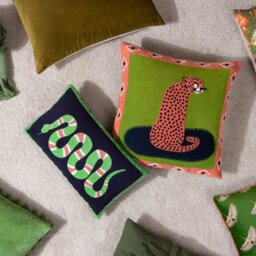 furn. Furn Coral Snake Embroidered 100% Cotton Polyester Filled Cushion, Lime, 30 X 50Cm - thumbnail 5