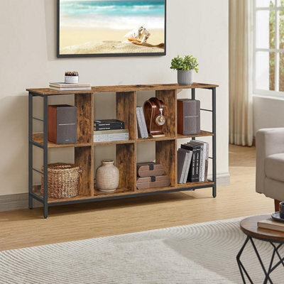 Songmics Ladder Style Bookcase, Display Storage Rack, Industrial Shelf Unit, Office Bedroom Furniture, Rustic Brown And Ink Black - image 1