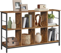 Songmics Ladder Style Bookcase, Display Storage Rack, Industrial Shelf Unit, Office Bedroom Furniture, Rustic Brown And Ink Black - thumbnail 6