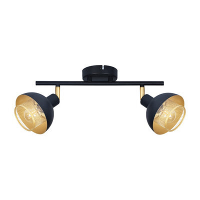 Luminosa Lighting Luminosa Savio Twin Ceiling Spotlight Matt Black, Gold 2Xe14 - image 1