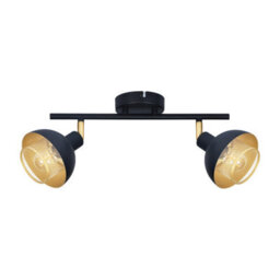 Luminosa Lighting Luminosa Savio Twin Ceiling Spotlight Matt Black, Gold 2Xe14