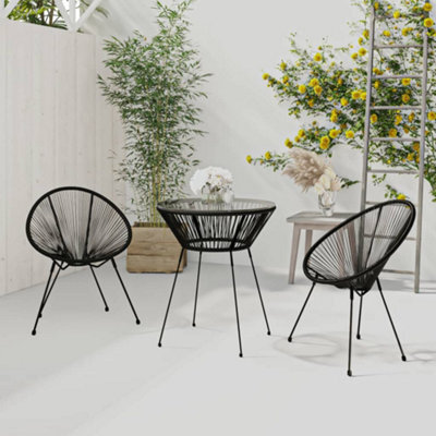 Berkfield 3 Piece Outdoor Dining Set Pvc Rattan Black - image 1