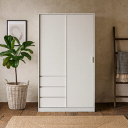 Wyld Haus Budapest White Wooden Wardrobe 2 Doors 3 Drawers - thumbnail 1