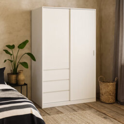 Wyld Haus Budapest White Wooden Wardrobe 2 Doors 3 Drawers - thumbnail 2