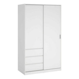 Wyld Haus Budapest White Wooden Wardrobe 2 Doors 3 Drawers - thumbnail 3