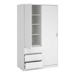 Wyld Haus Budapest White Wooden Wardrobe 2 Doors 3 Drawers - thumbnail 6