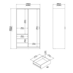 Wyld Haus Budapest White Wooden Wardrobe 2 Doors 3 Drawers - thumbnail 9