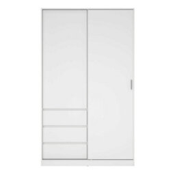 Wyld Haus Budapest White Wooden Wardrobe 2 Doors 3 Drawers - thumbnail 4