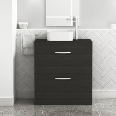 Royal Bathrooms 800mm Floor Standing Vanity Unit 2 Drawer Hale Black & Countertop Basin - Elena - image 1