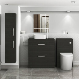 Royal Bathrooms 800mm Floor Standing Vanity Unit 2 Drawer Hale Black & Countertop Basin - Elena - thumbnail 2