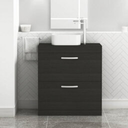 Royal Bathrooms 800mm Floor Standing Vanity Unit 2 Drawer Hale Black & Countertop Basin - Elena - thumbnail 1