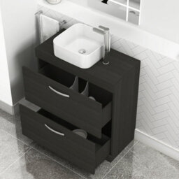 Royal Bathrooms 800mm Floor Standing Vanity Unit 2 Drawer Hale Black & Countertop Basin - Elena - thumbnail 3