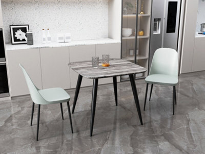 Core Products Aspen Grey Oak Effect 80Cm Square Dining Table With 2 Light Grey Plastic Duo Design Chairs - image 1