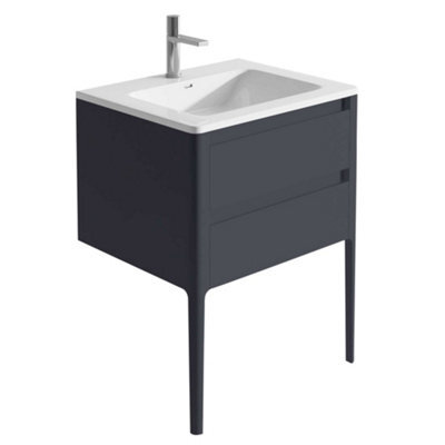 Plum&clay Sutton Blue Grey Floor Standing Bathroom Vanity Unit With Integrated Resin Basin (W)590mm (H)830mm - image 1