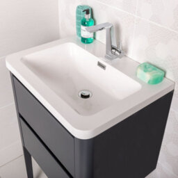Plum&clay Sutton Blue Grey Floor Standing Bathroom Vanity Unit With Integrated Resin Basin (W)590mm (H)830mm - thumbnail 4