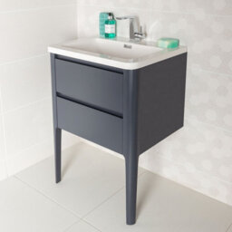 Plum&clay Sutton Blue Grey Floor Standing Bathroom Vanity Unit With Integrated Resin Basin (W)590mm (H)830mm - thumbnail 3