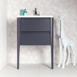 Plum&clay Sutton Blue Grey Floor Standing Bathroom Vanity Unit With Integrated Resin Basin (W)590mm (H)830mm - thumbnail 2