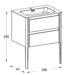 Plum&clay Sutton Blue Grey Floor Standing Bathroom Vanity Unit With Integrated Resin Basin (W)590mm (H)830mm - thumbnail 9
