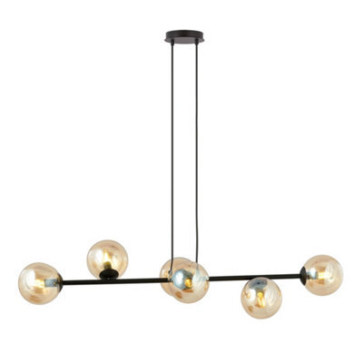 Emibig Lighting Emibig Rossi Pendant Lamp  6 X E14 Black With Amber Shade - image 1