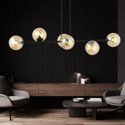 Emibig Lighting Emibig Rossi Pendant Lamp  6 X E14 Black With Amber Shade - thumbnail 8