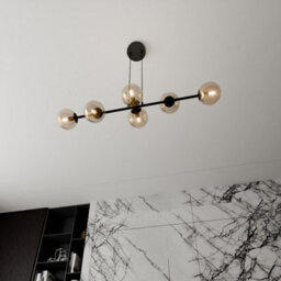 Emibig Lighting Emibig Rossi Pendant Lamp  6 X E14 Black With Amber Shade - thumbnail 5