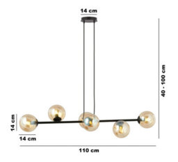 Emibig Lighting Emibig Rossi Pendant Lamp  6 X E14 Black With Amber Shade - thumbnail 7