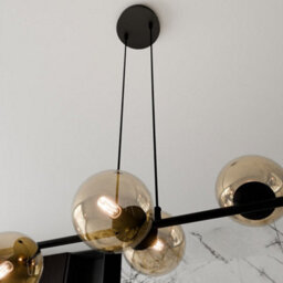 Emibig Lighting Emibig Rossi Pendant Lamp  6 X E14 Black With Amber Shade - thumbnail 6