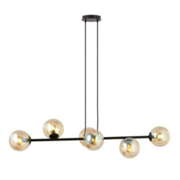 Emibig Lighting Emibig Rossi Pendant Lamp  6 X E14 Black With Amber Shade - thumbnail 1
