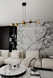 Emibig Lighting Emibig Rossi Pendant Lamp  6 X E14 Black With Amber Shade - thumbnail 3