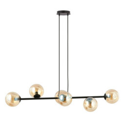 Emibig Lighting Emibig Rossi Pendant Lamp  6 X E14 Black With Amber Shade - thumbnail 2