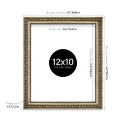 12X10 Champaign Ornate Picture Frame (30.5 X 25.4Cm) Poster, Photo, Artwork, Gallery Wall Or Print - thumbnail 2