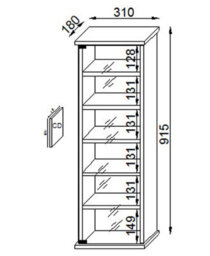 Vcm Wood Cd Dvd Stand Shelf Vetro Glass Door - thumbnail 3