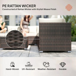 Outsunny Big Easy Rattan Outddor Garden Corner Sofa Set - Brown - thumbnail 6