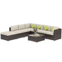 Outsunny Big Easy Rattan Outddor Garden Corner Sofa Set - Brown - thumbnail 5