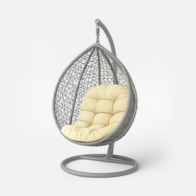 Homescapes Hanging Swing Chair Cushions For Garden, Outdoor Egg Chair Seat Pad Cushions, Cream, 80 X 120 Cm - image 1