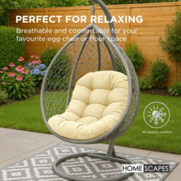 Homescapes Hanging Swing Chair Cushions For Garden, Outdoor Egg Chair Seat Pad Cushions, Cream, 80 X 120 Cm - thumbnail 4