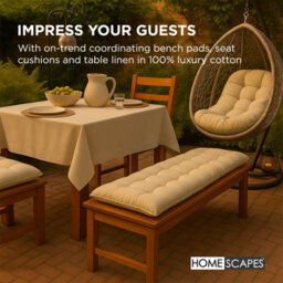Homescapes Hanging Swing Chair Cushions For Garden, Outdoor Egg Chair Seat Pad Cushions, Cream, 80 X 120 Cm - thumbnail 7