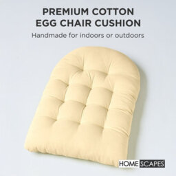 Homescapes Hanging Swing Chair Cushions For Garden, Outdoor Egg Chair Seat Pad Cushions, Cream, 80 X 120 Cm - thumbnail 2