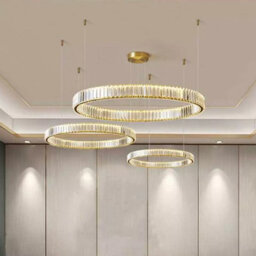 Luxury Gold Crystal Chandelier Modern Led Round Ceiling Light For Living Room Bedroom Bedside Aex - thumbnail 8