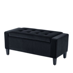 Home Republic Luna Velvet Storage  Bench - Two Seater Charcoal - thumbnail 5