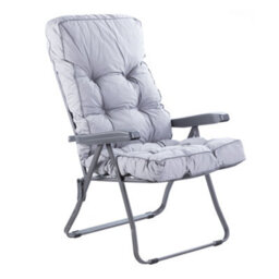Alfresia Recliner Chair, Charcoal Frame With Grey Classic Cushion - thumbnail 1