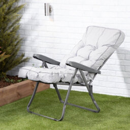 Alfresia Recliner Chair, Charcoal Frame With Grey Classic Cushion - thumbnail 3
