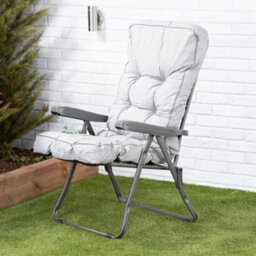 Alfresia Recliner Chair, Charcoal Frame With Grey Classic Cushion - thumbnail 2