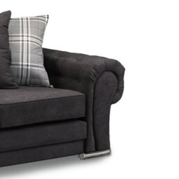Furnishings For Less UK Milan 5 Seater Long  L Shaped Corner Sofa Scatter Back Chesterfield Arms Black Left Hand Facing - thumbnail 4