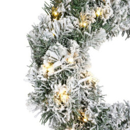 Kaemingk Snowy Green Lit Christmas Door Wreath - Warm White Leds - 50Cm Diameter - thumbnail 2