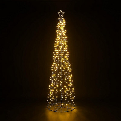 7Ft Christmas Xmas Led Star Cone Tree Lights Decoration Indoor & Outdoor - Warm White - image 1